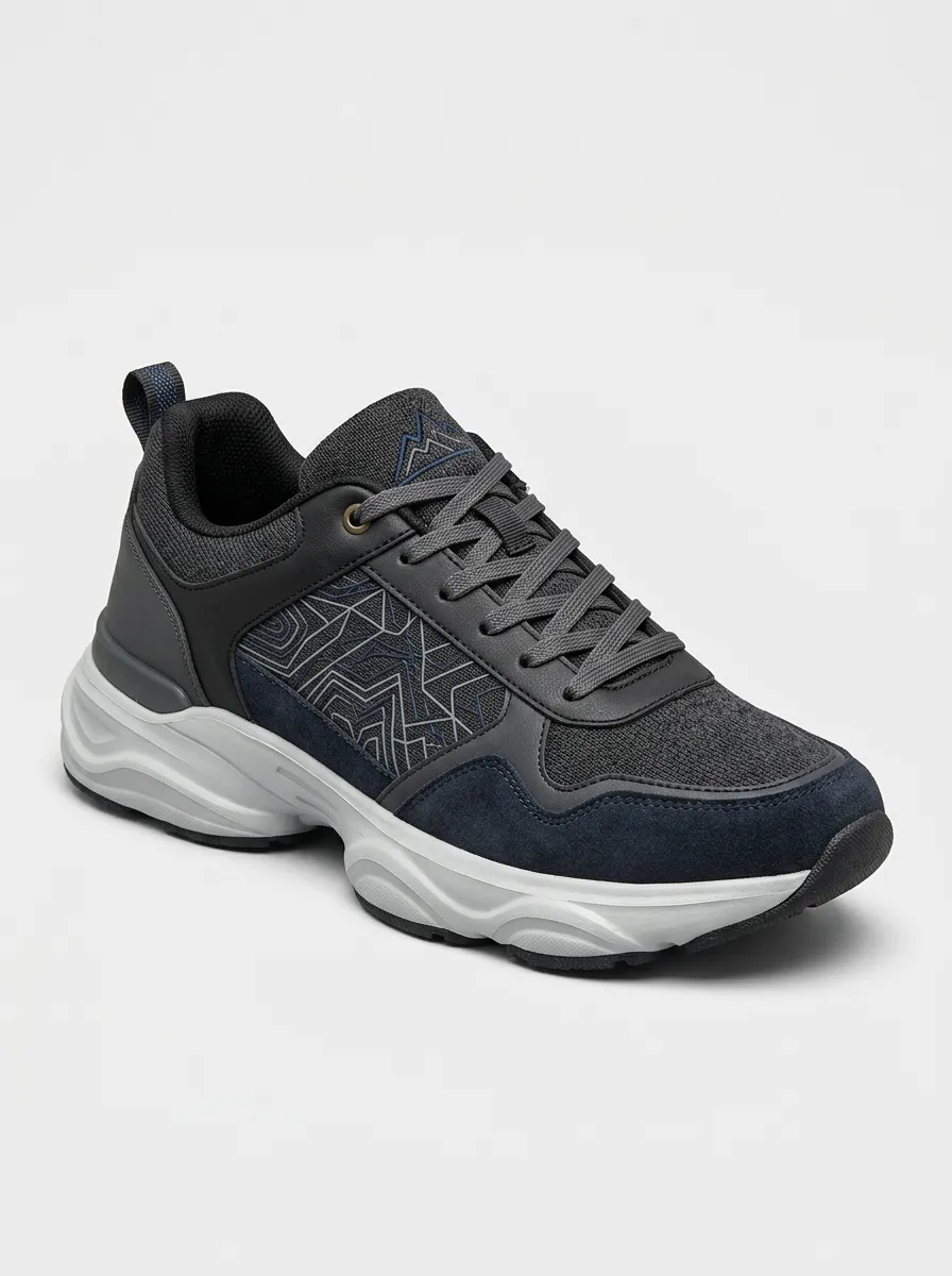 Men's Navy Geometric Mountain Athletic Sneakers