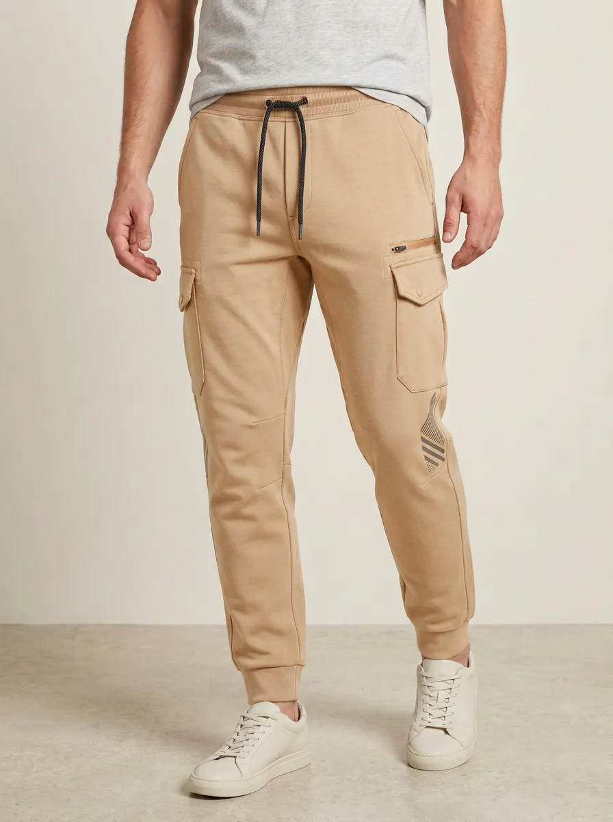Contemporary Graphic Print Modern Look Men's Cargo Jogger Pants
