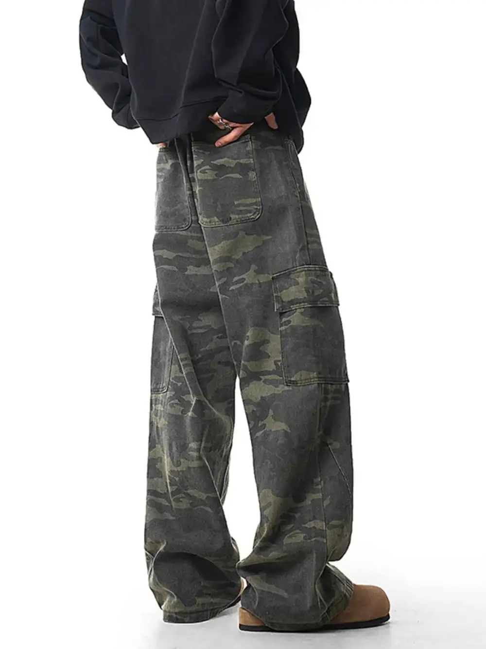 Wide Leg Camouflage Cargo Pants