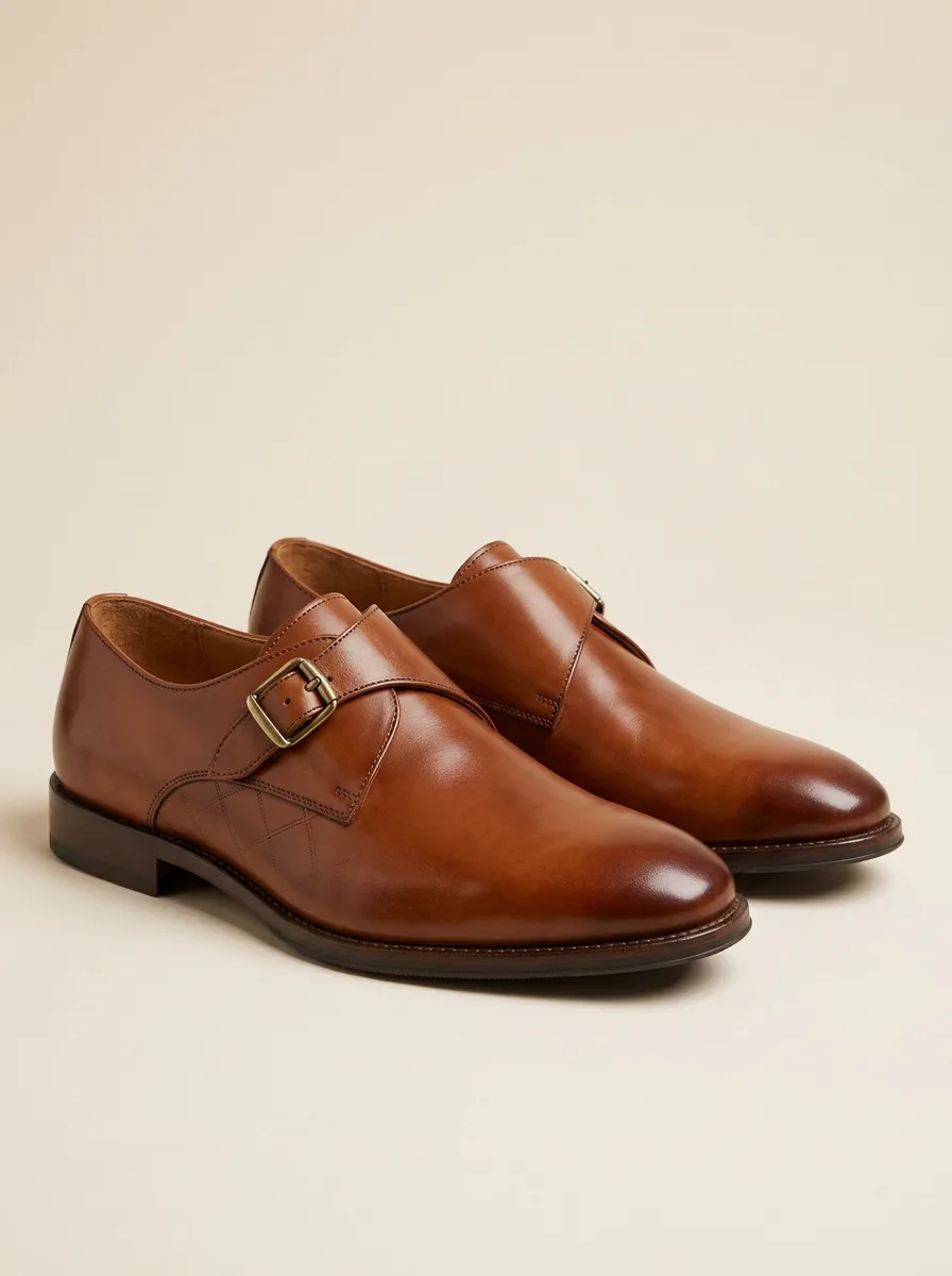 Men's Modern Classic Business Leather Single Monk Strap Shoes
