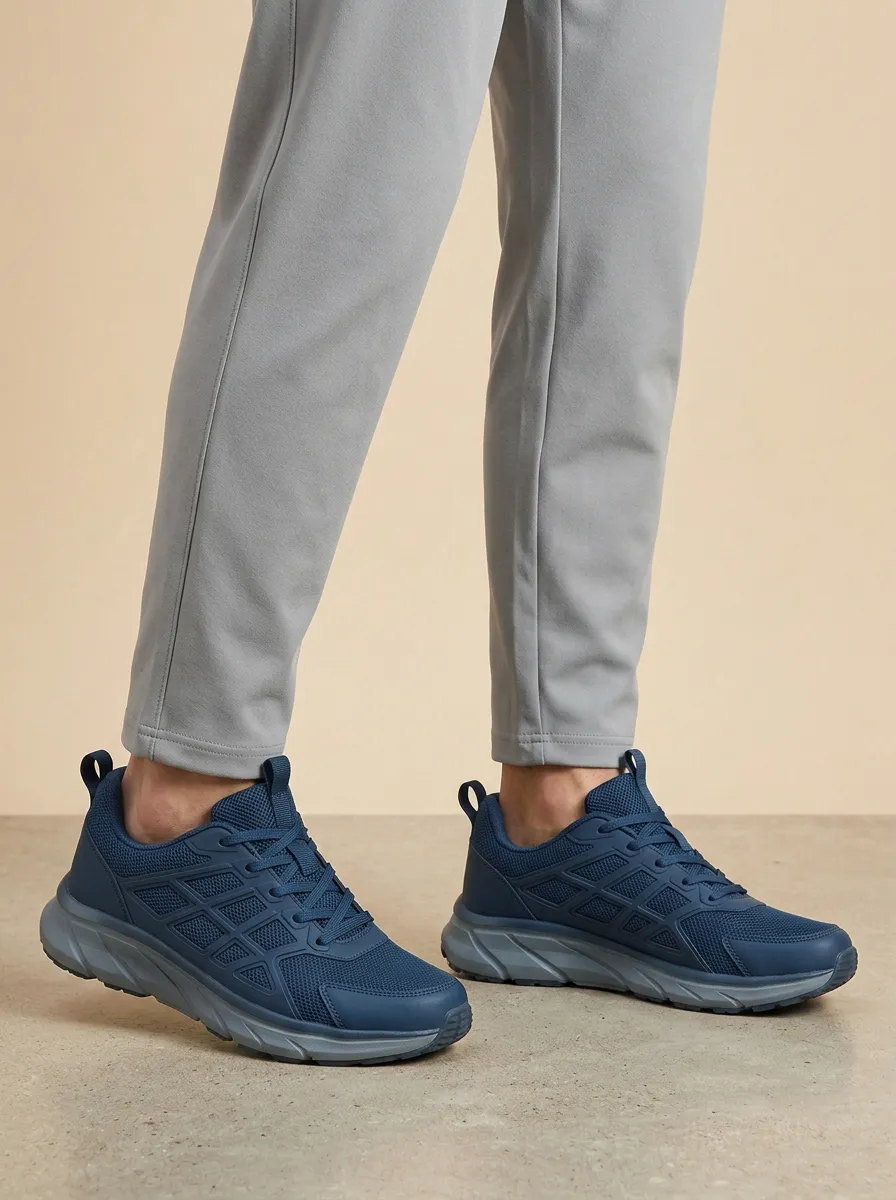Unisex Mesh Grid Pattern Printed Running Sneakers