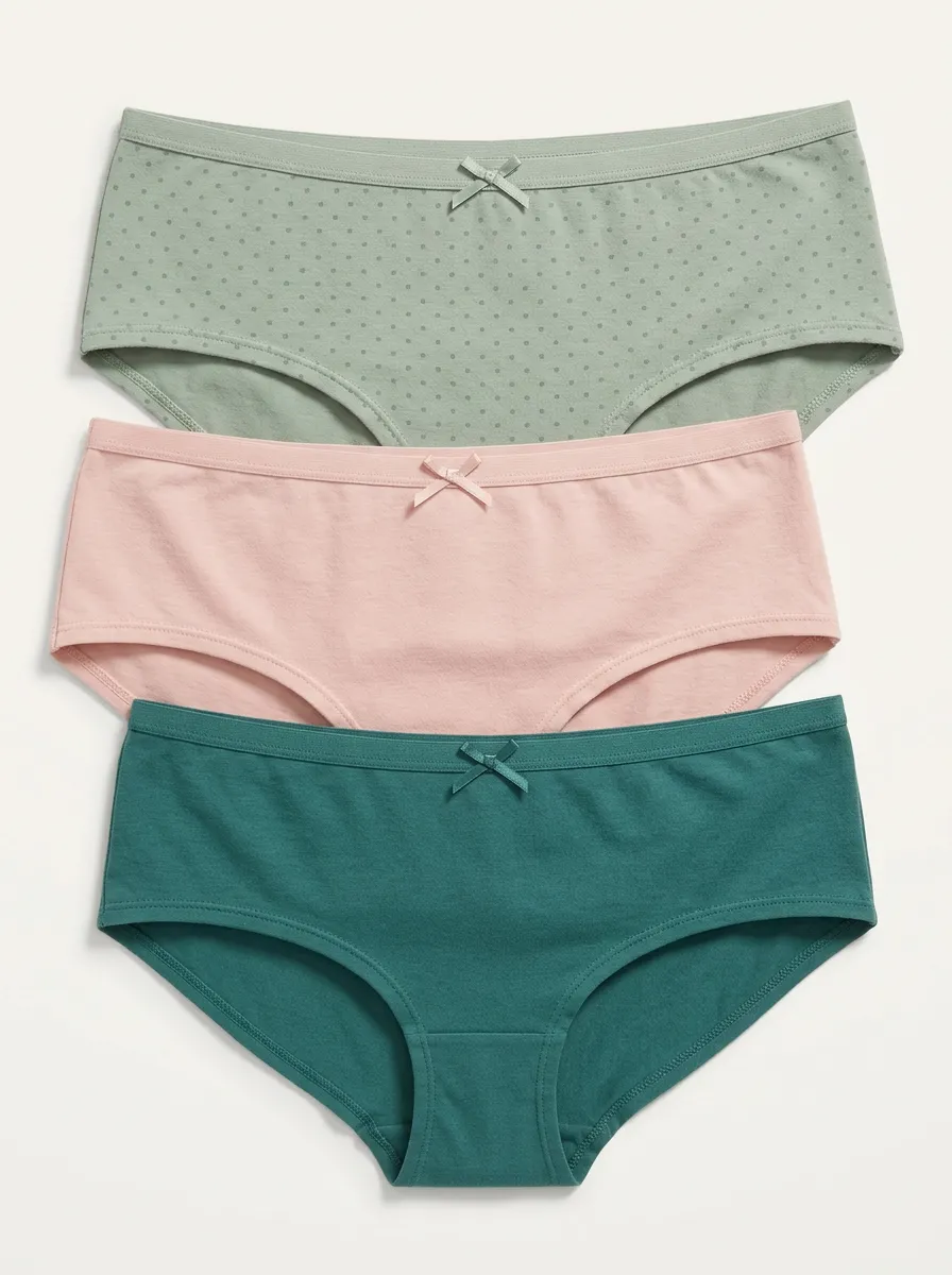 Textured Polka-Dot Women's Three-Piece Panty Set