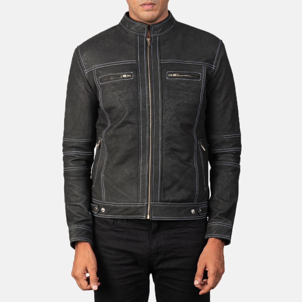 Men's Rugged Leather Distressed Jacket