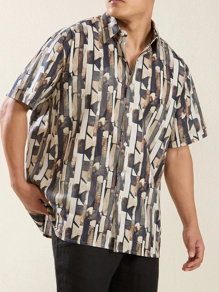 Weekend Textured Half Sleeve Printed Men's Formal Shirt