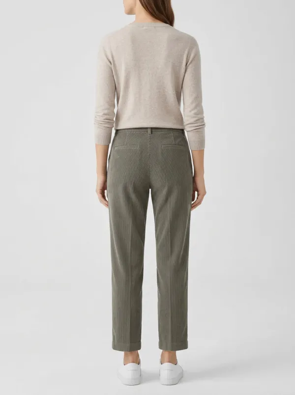 Women's Ginkgo Embroidered Pleat-Front Corduroy Pants