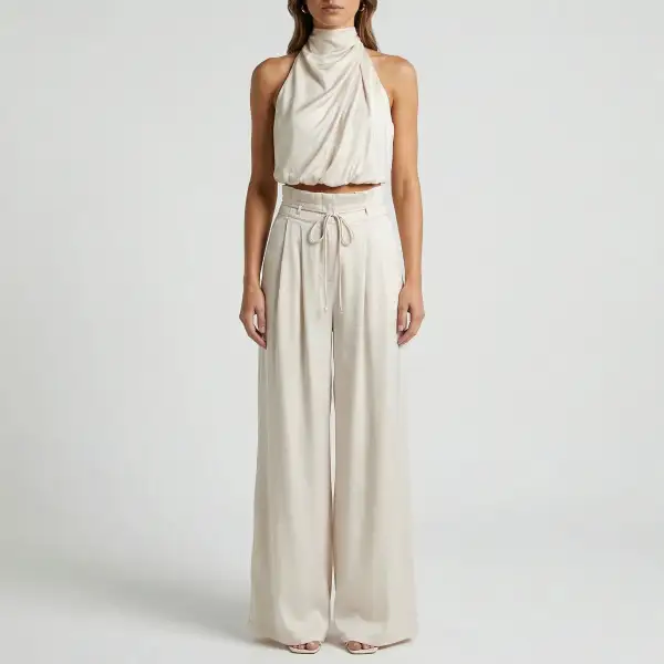 Sleeveless Halter Neck Wide