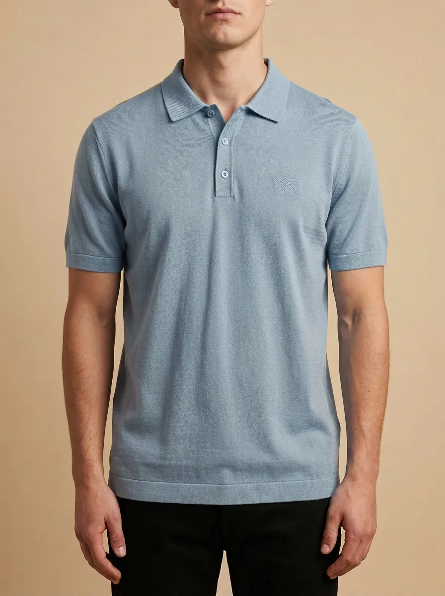 Classic Geometric Embroidered Men's Polo Shirt