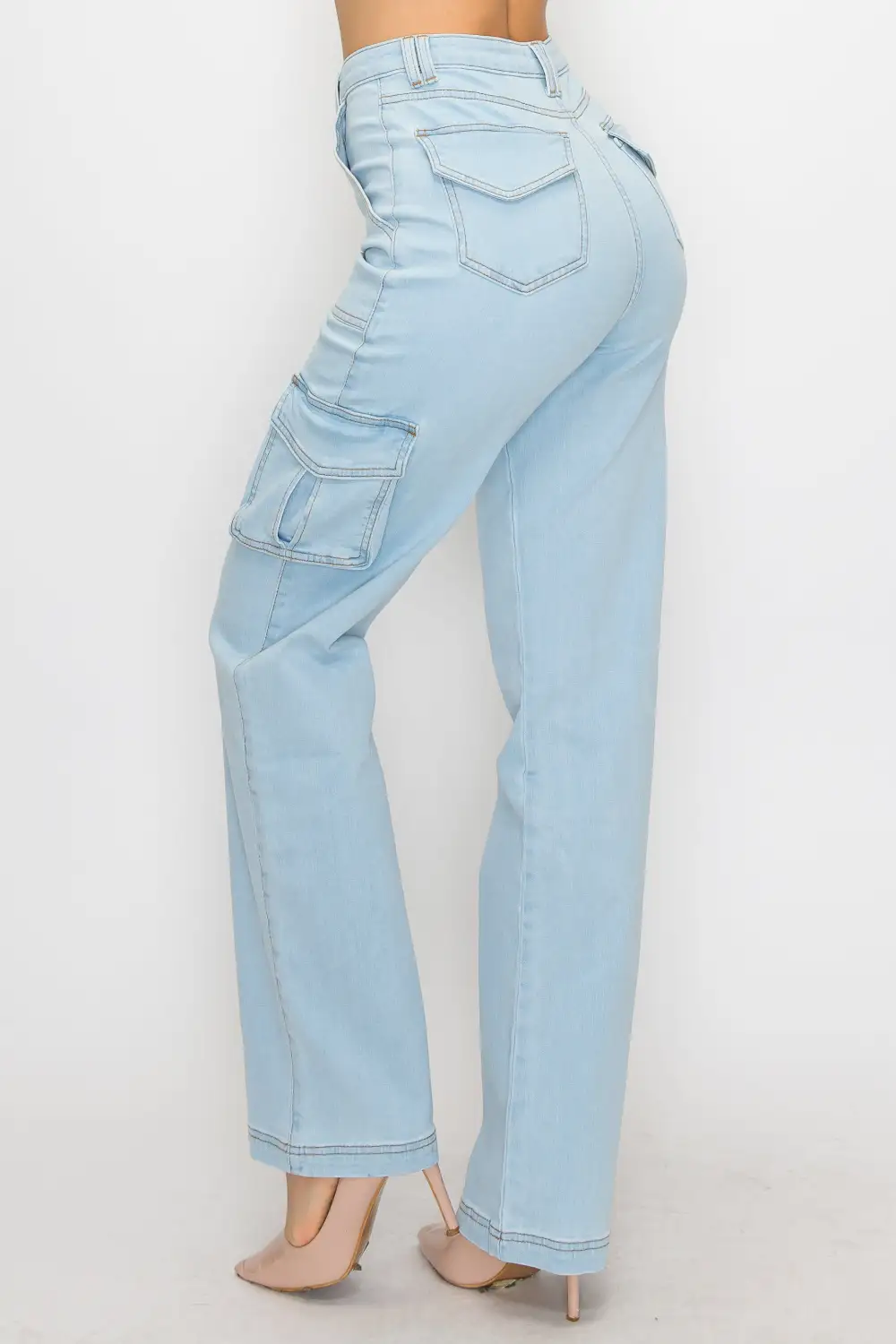 High-Rise Wide-Leg Cargo Jeans
