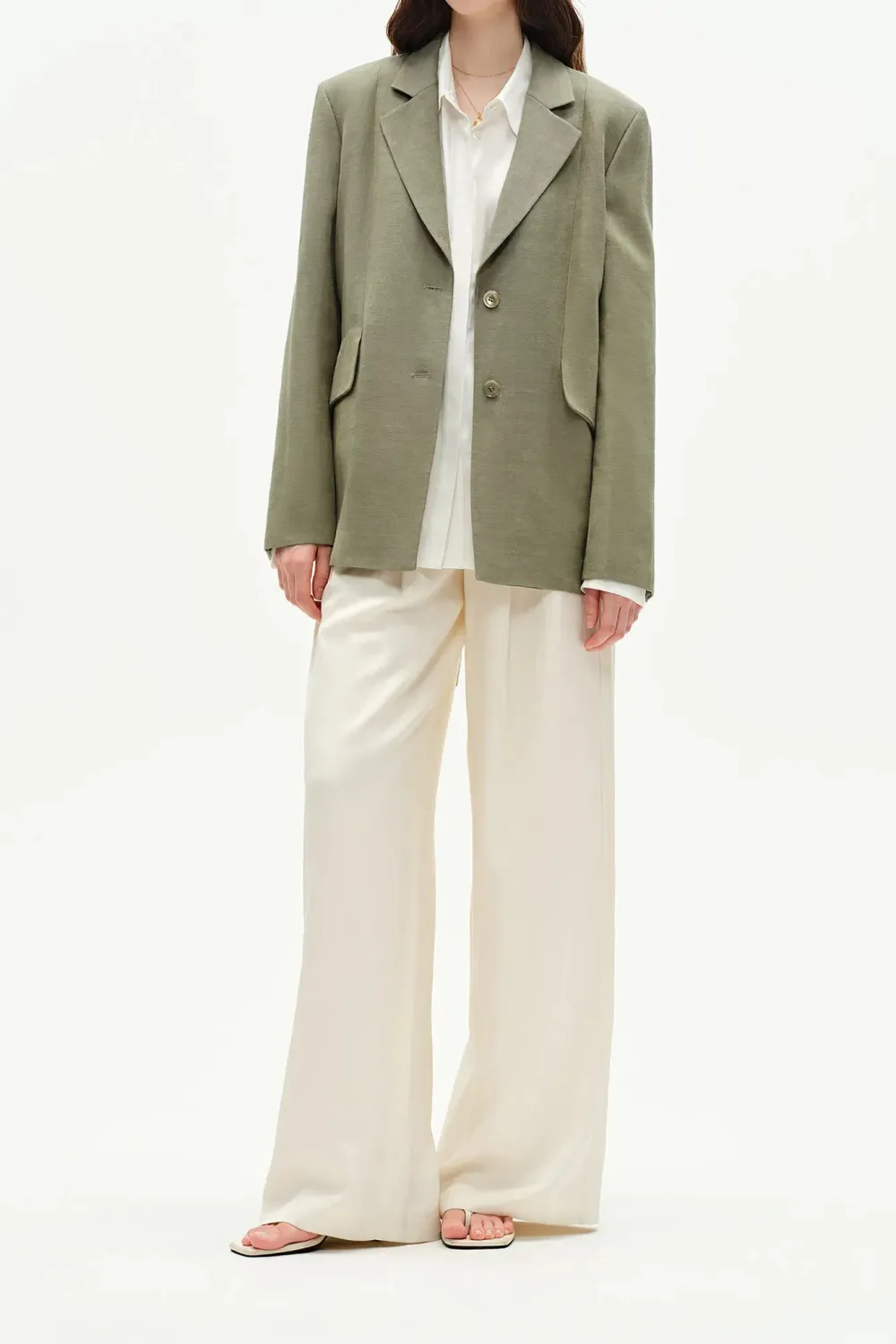 Belted Linen Suit Blazer