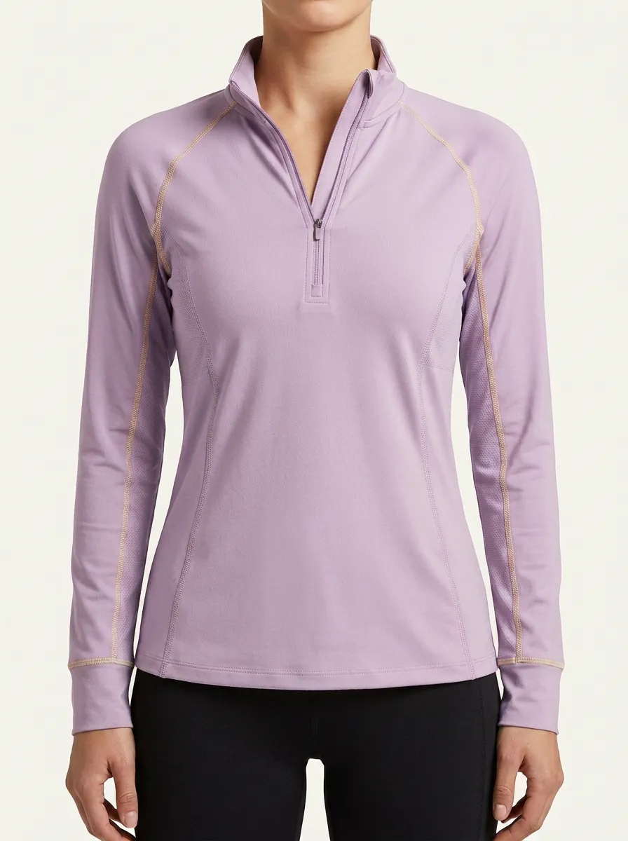 Women's Athletic Fitness Dusty Rose Quarter Zip Pullover