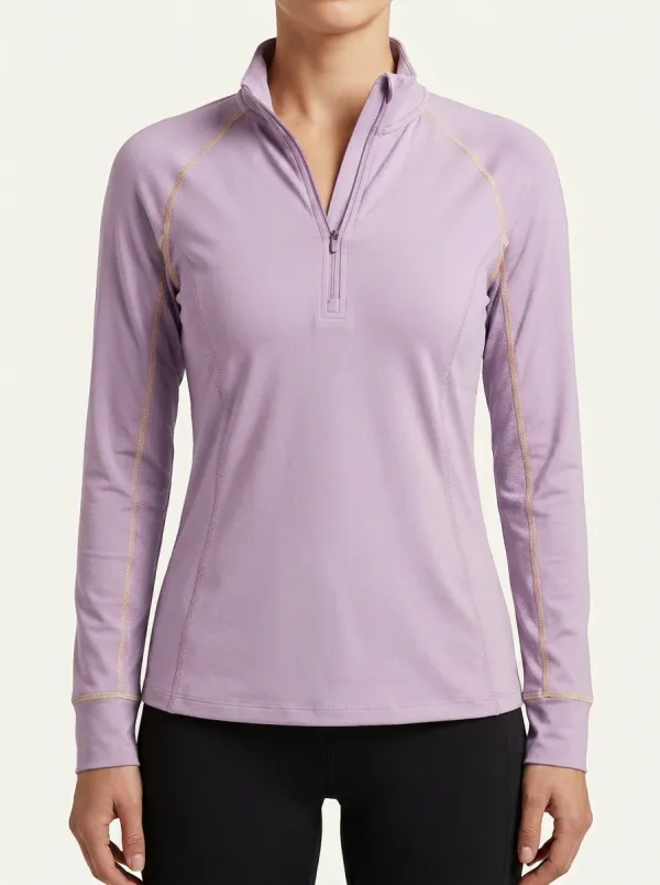 Women's Athletic Fitness Dusty Rose Quarter Zip Pullover