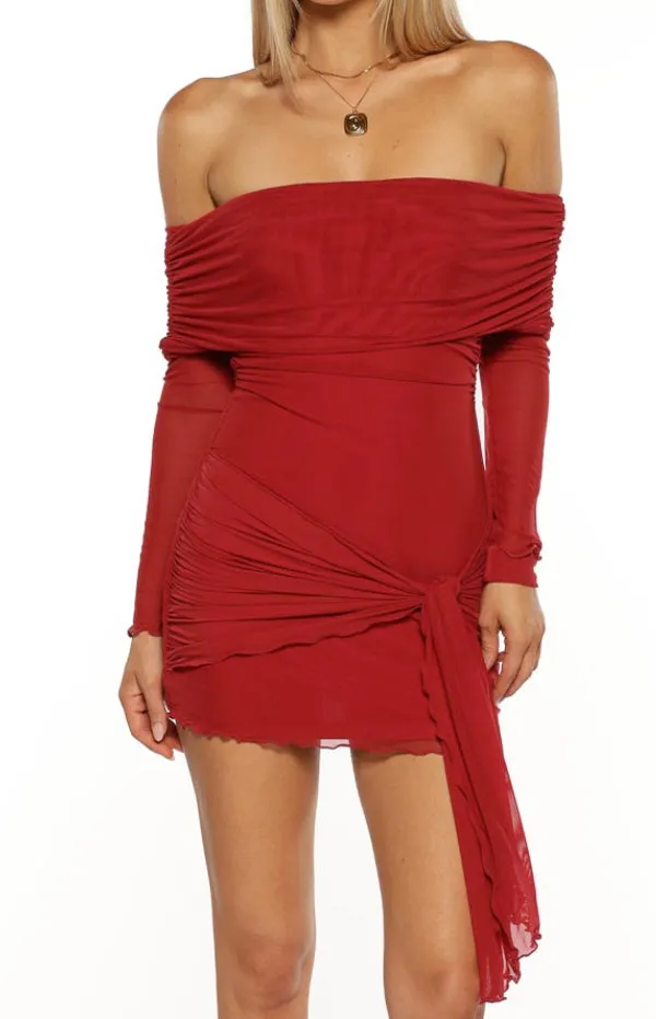 Ruched Long Sleeve Bodycon Mini Dress
