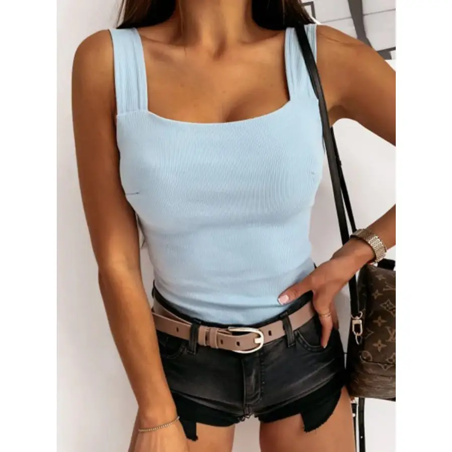 Square Neck Wide Strap Tank