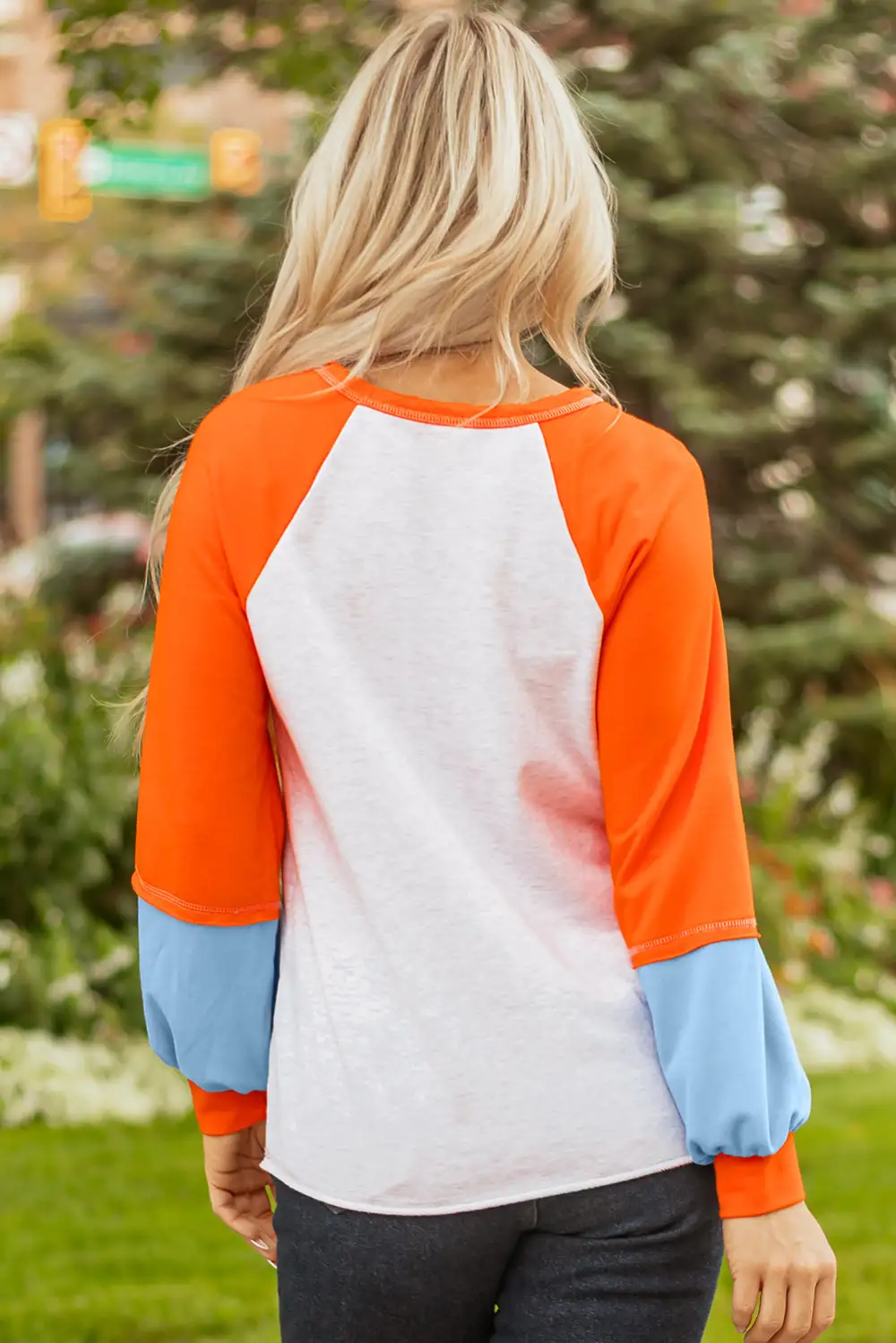 Women's Colorblock Raglan Sleeve Loose Fit Top