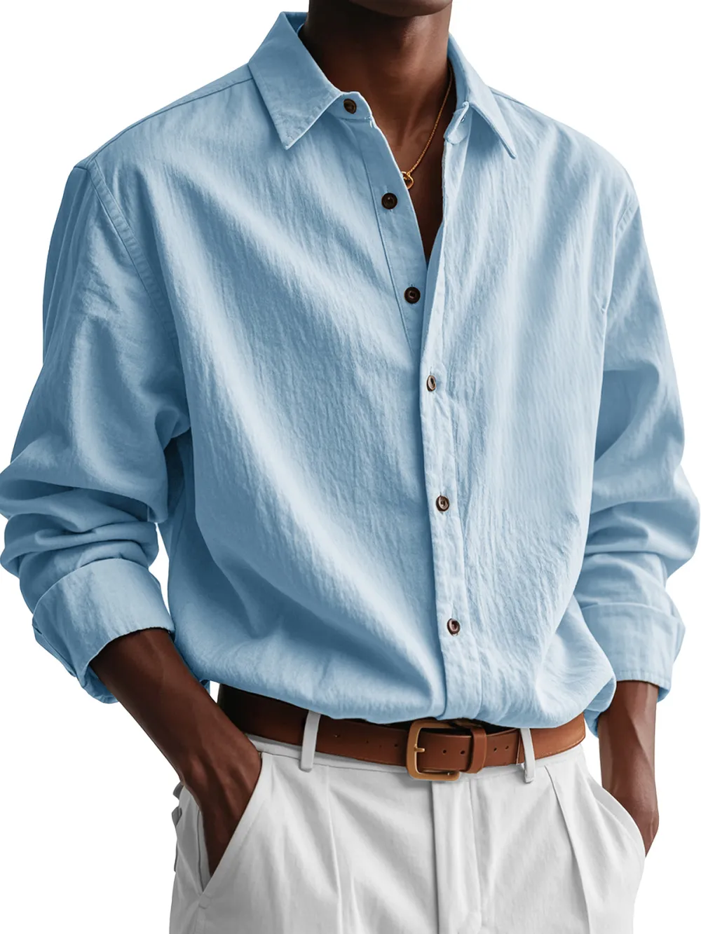 Garment Washed Pleated Front Shirt