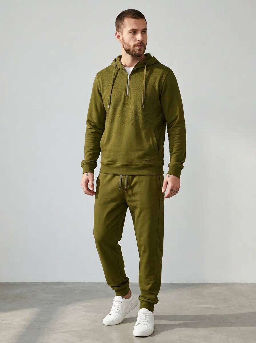 Men's Contemporary Outdoor Explorer Topographic Map Print Jogger Set