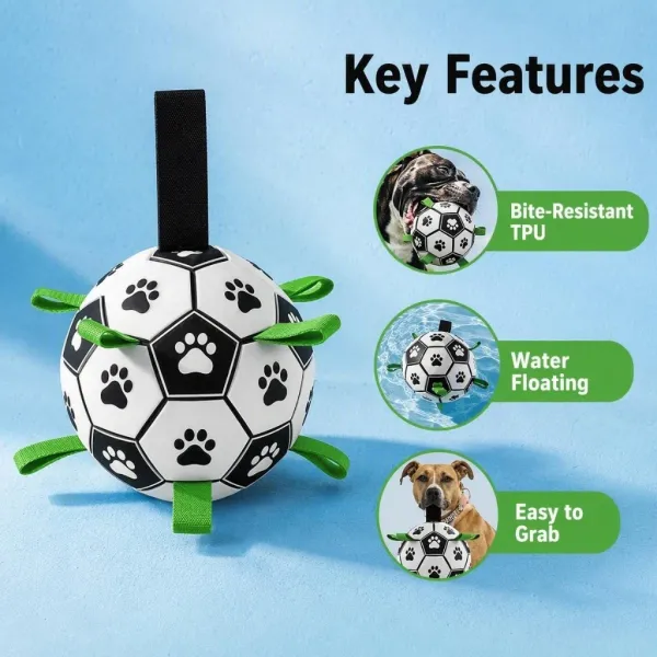 Interactive Dog Soccer Ball Durable Tug Chew Toy with Pump