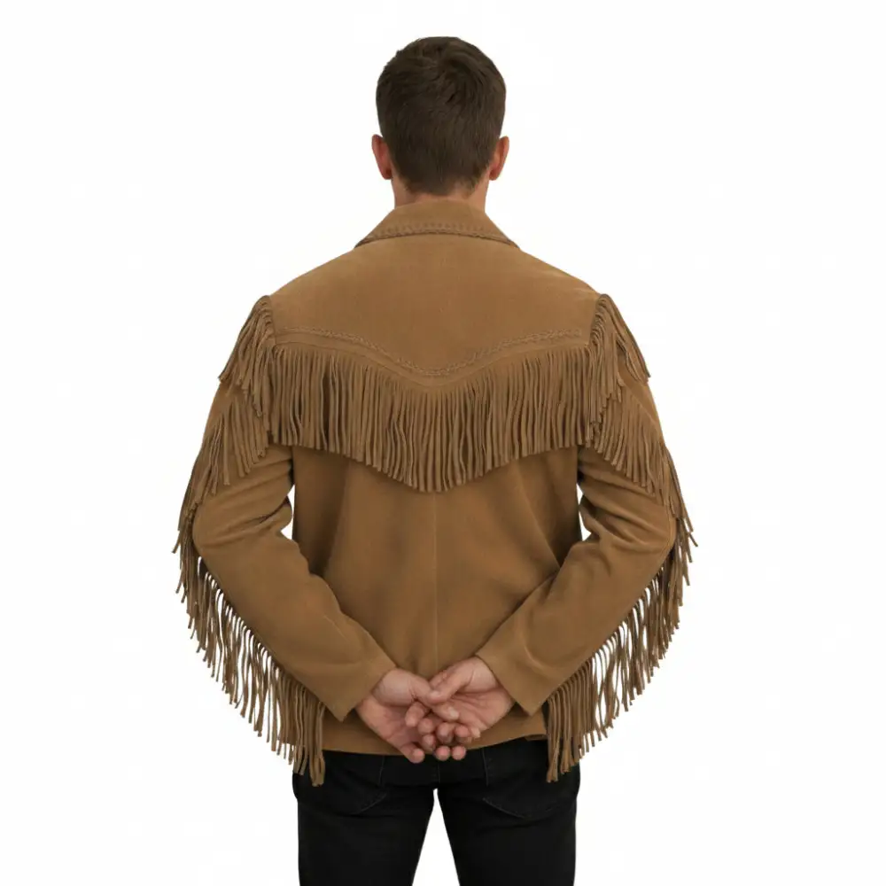 Classic Suede Western Fringe Multi Pocket Jacket