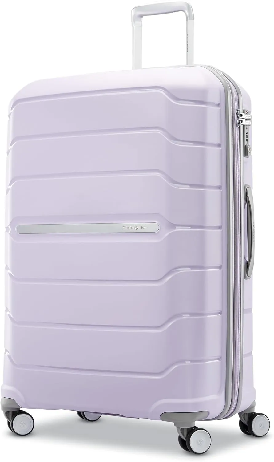 Samsonite Freeform Hardside Carry-On Luggage with Spinner Wheels - Hardshell Suitcase - TSA, Airline-Approved - Expandable Hard Shell, Smooth Rolling Wheels for Lightweight Travel - White/Grey