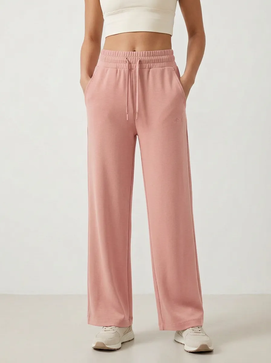 Women's Casual Minimalist Sage Green Solid Color Wide Leg Sweatpants