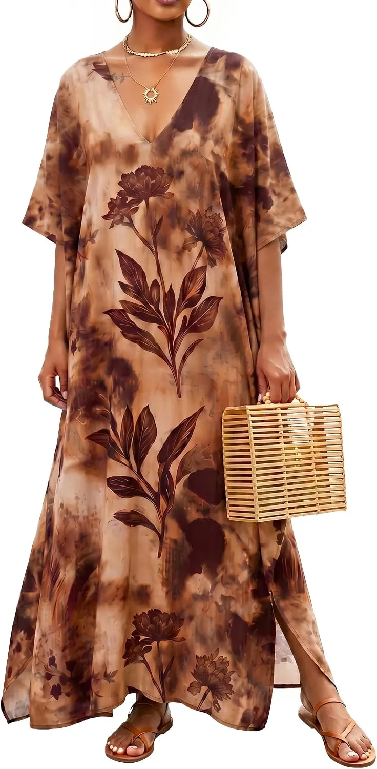 Women Moomoo Dress Beach Cover Ups for Women Long Kaftan Nightgown Muumuu Plus Size Caftan