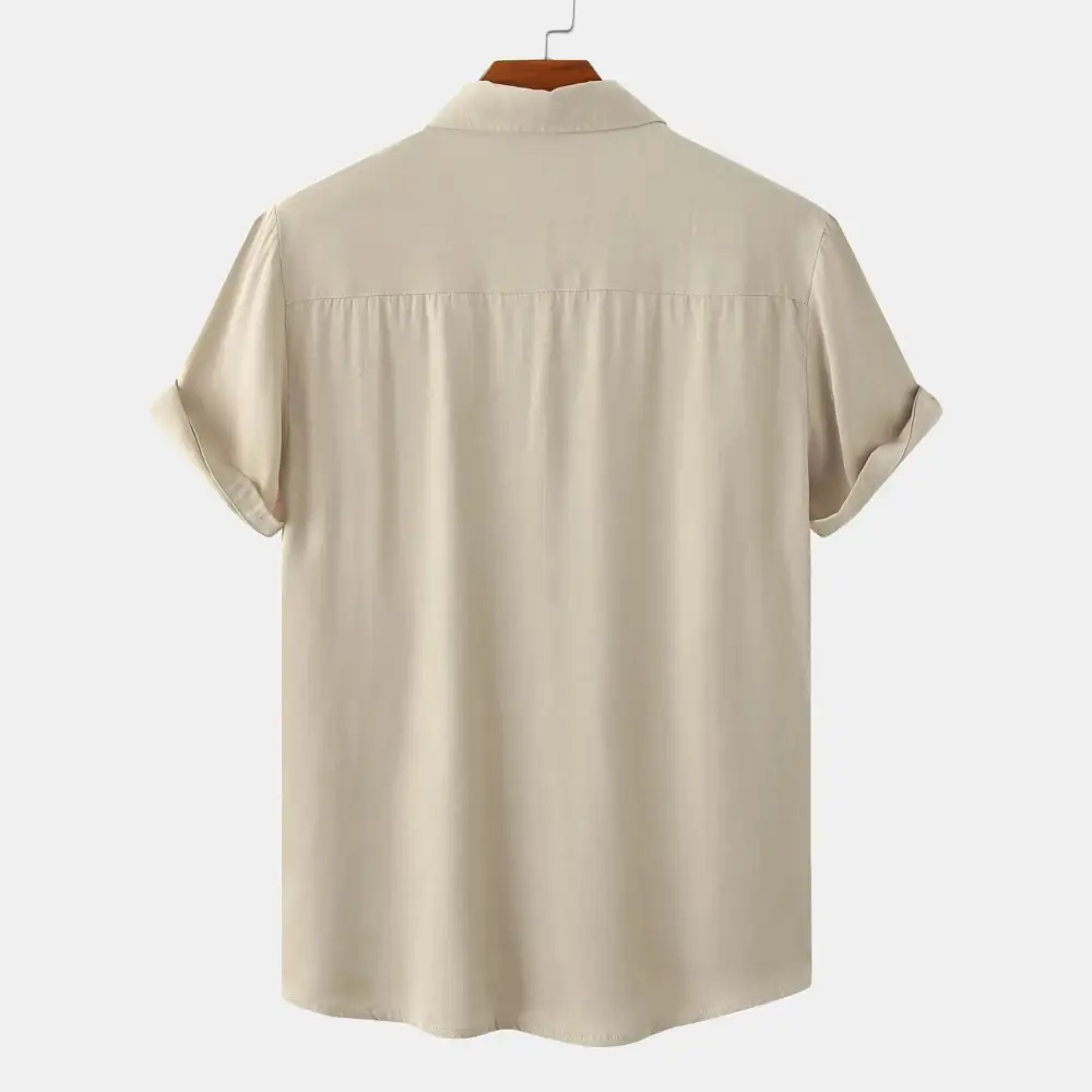 Relaxed Button Front Short Sleeve Collared Polo Shirt