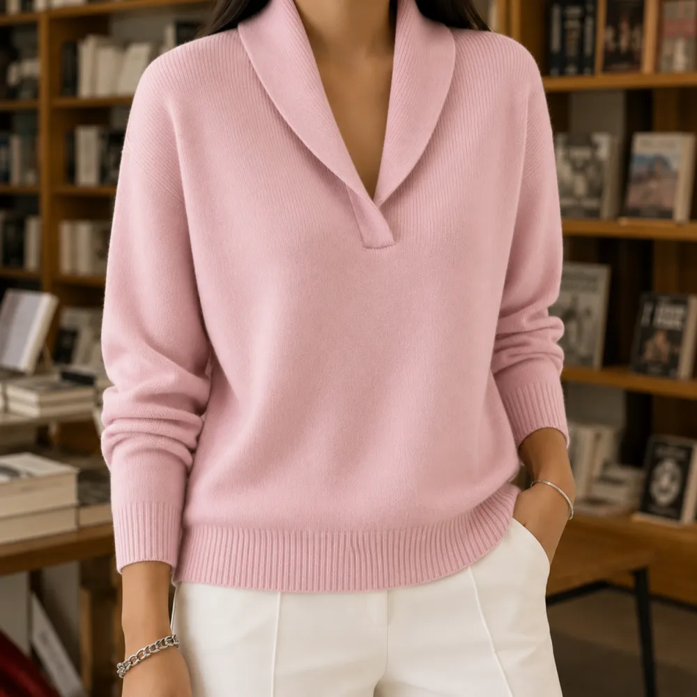 Shawl Collar Soft Knit Sweater