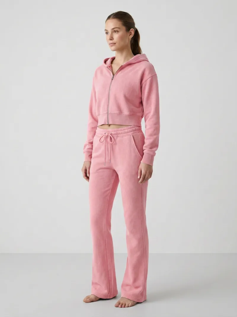 Women's Artisan Inspired Sport Inspired Cropped Hooded Jacket and Flare Pants Active Set