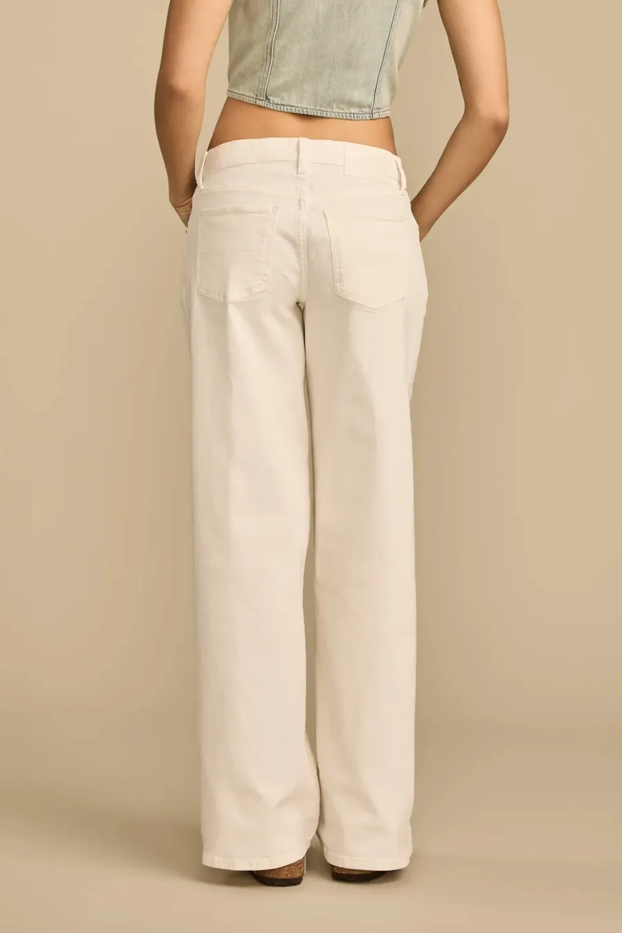 White Wash Mid Rise Sweet Wide Leg