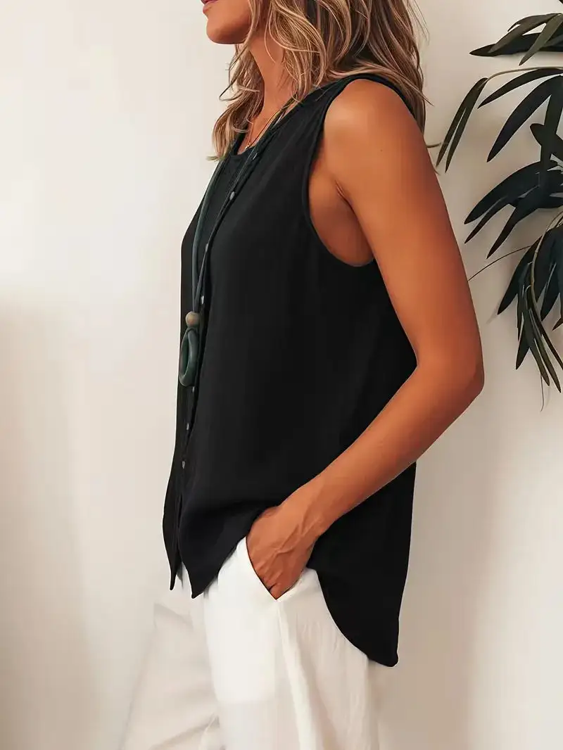 Button Detail Everyday Blouse