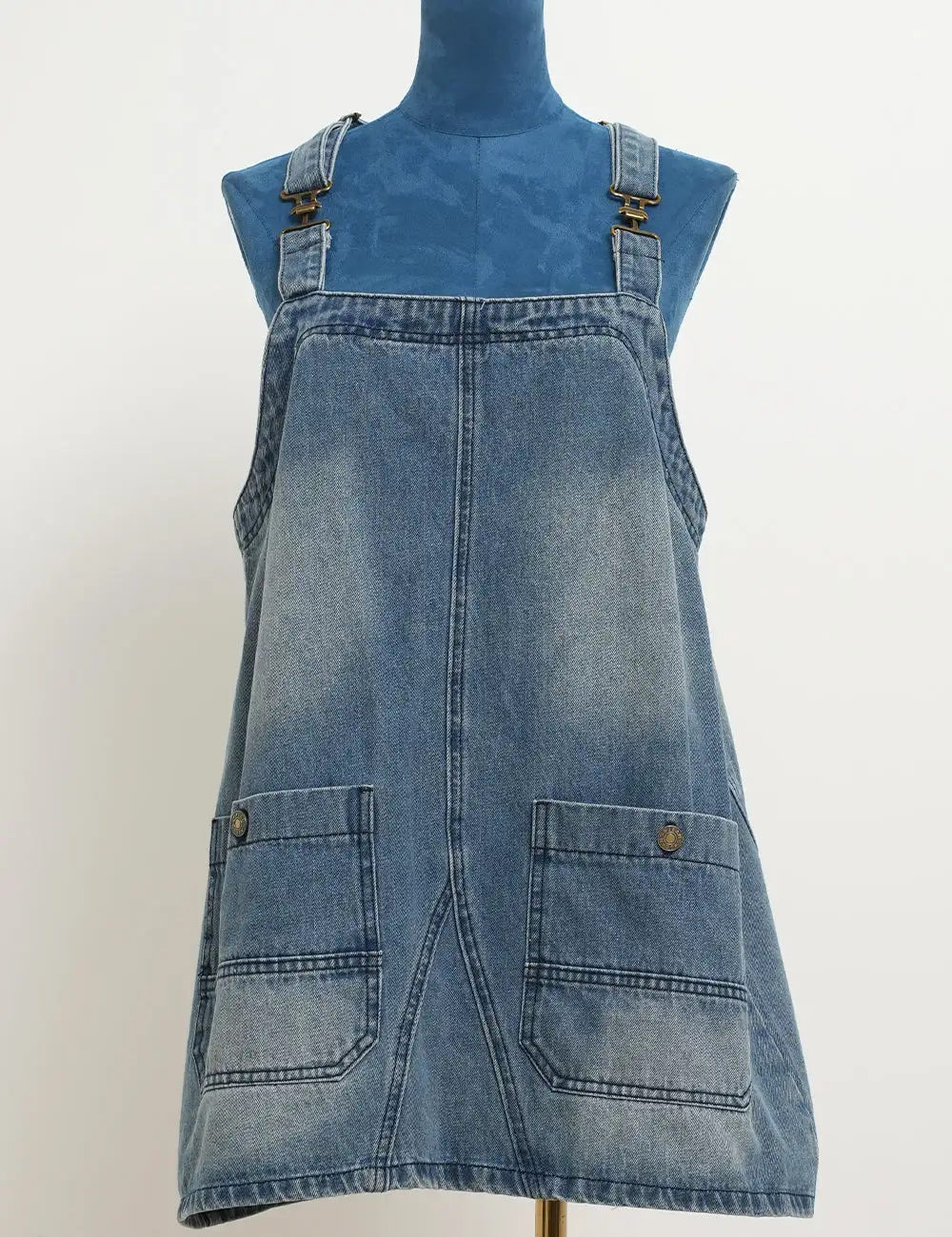 Pocket Denim Mini Overall Dress