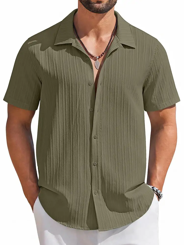 Casual Summer Textured Short Sleeve Shirt