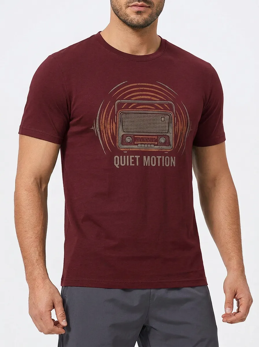 Men's Vintage Radio Quiet Motion Graphic Printed T-shirt