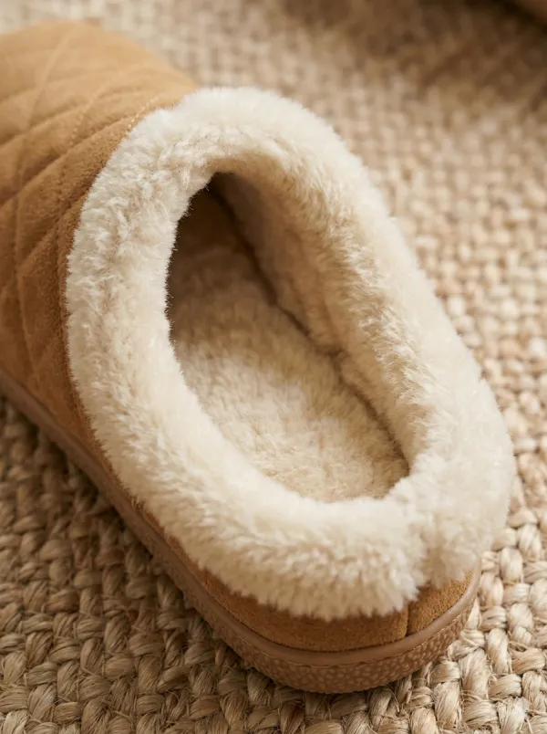 Classic Suede Look Quilted Detail Unisex Warm Wool Shoes