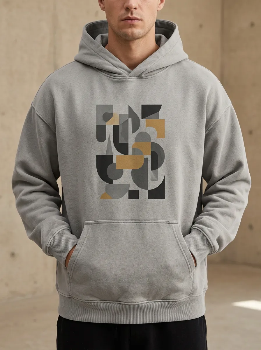 Men's Abstract Art Geometric Shapes Print Hoodie