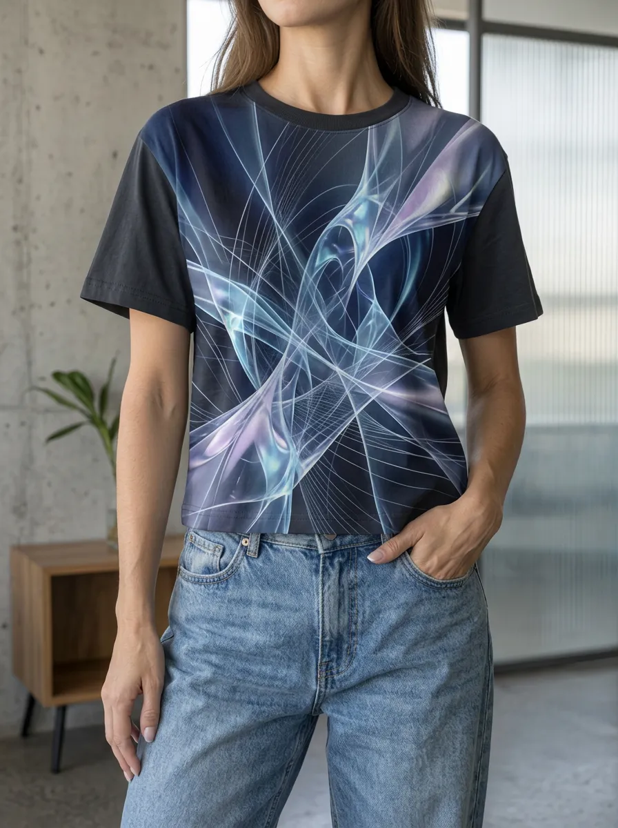 Women's Abstract Neon Light Art Printed T-shirt