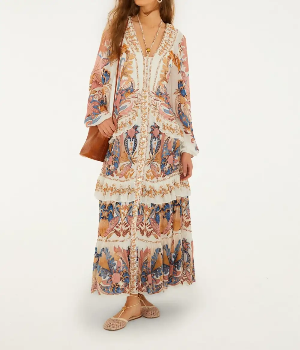Ruffle Trim Maxi Easy Fit Dress