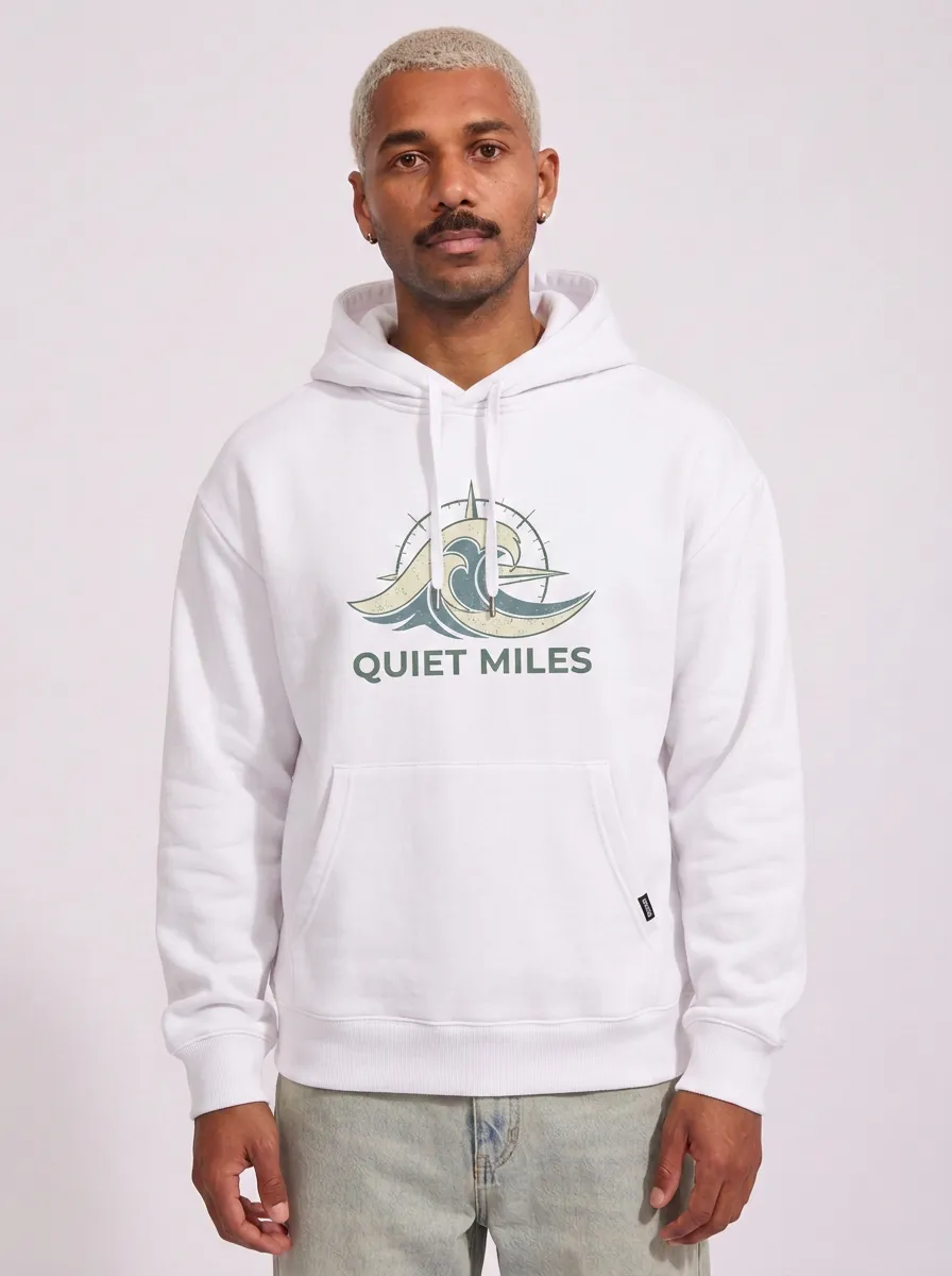 Men's Ocean Travel Lover Quiet Miles Wave Compass Printed Hoodie