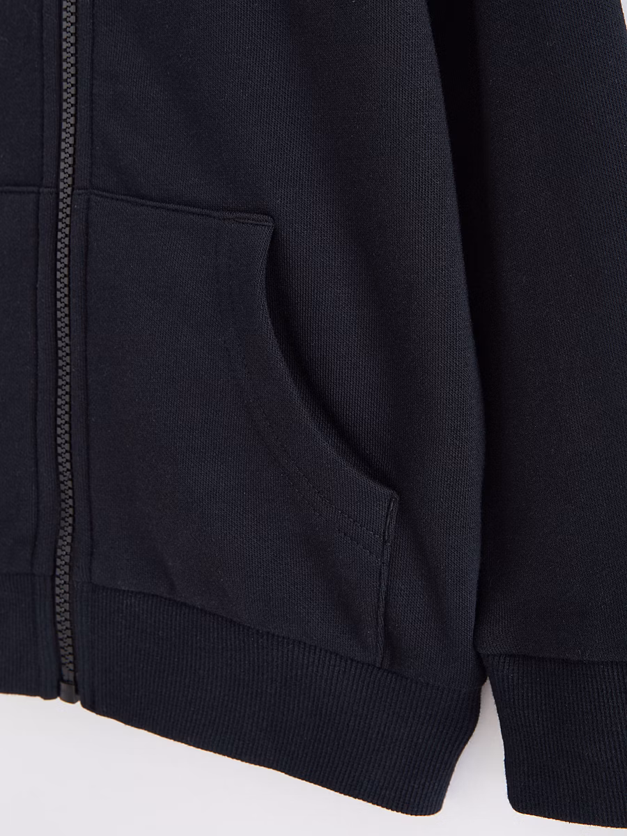 Black Zip Through School Hoody detail 3