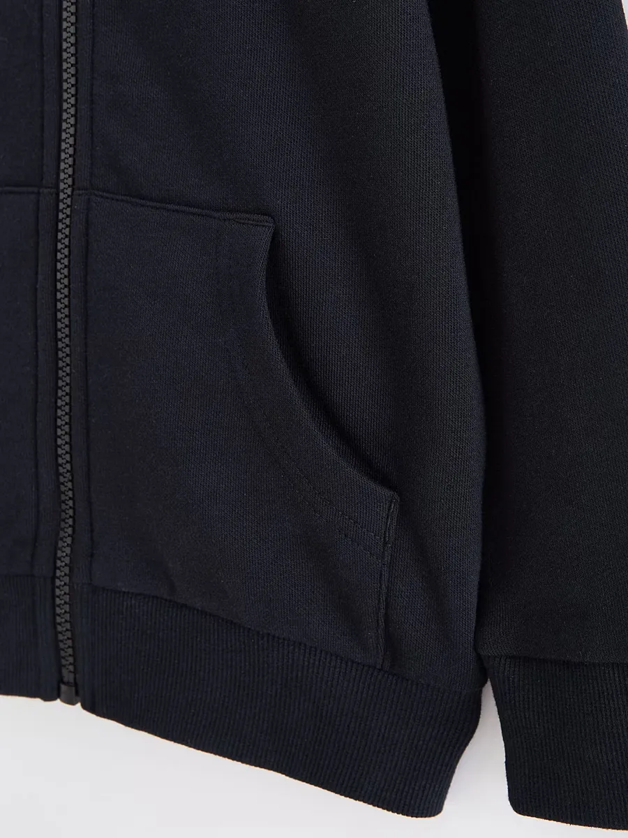 Black Zip Through School Hoody
