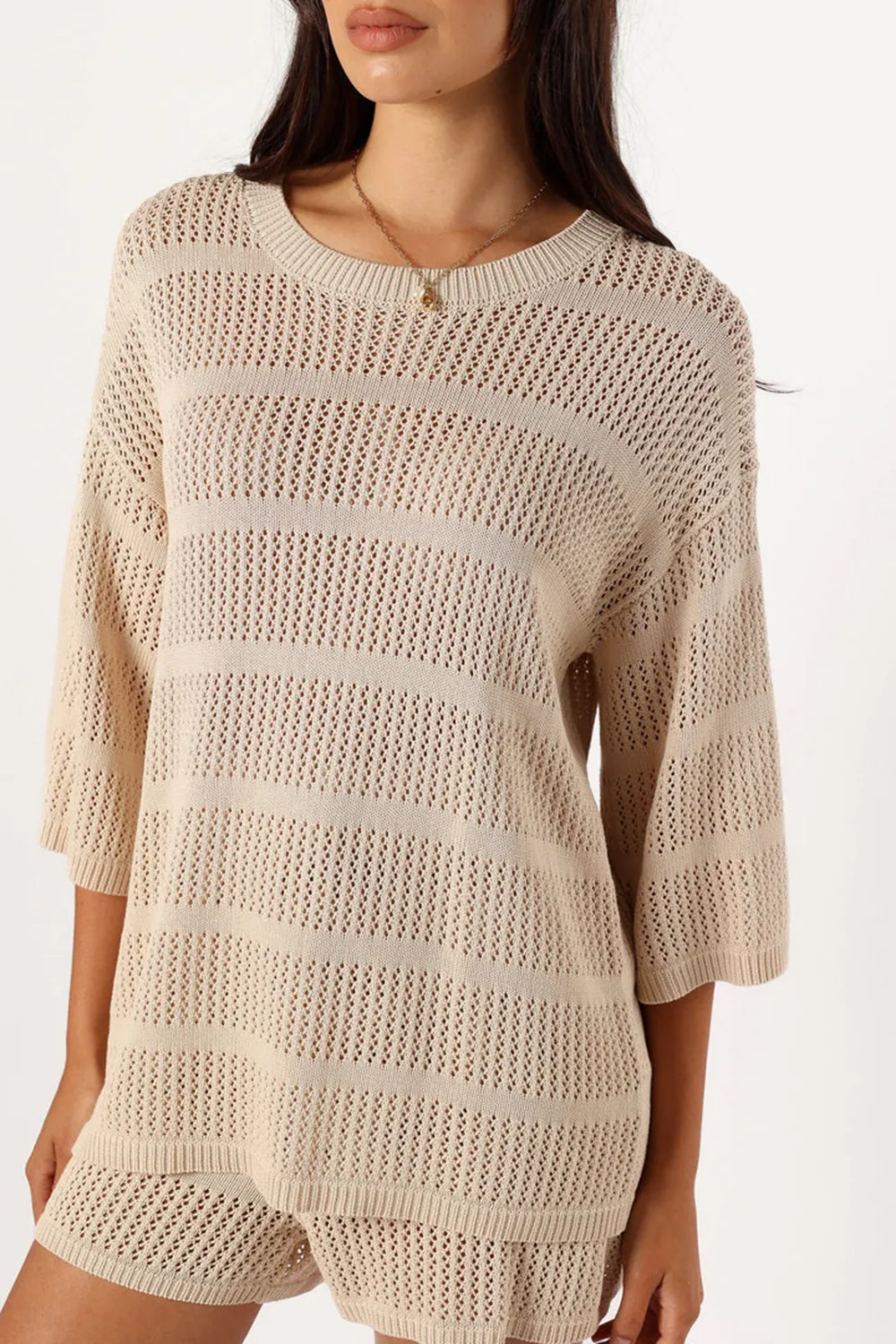 SAND LONG MESH TOP