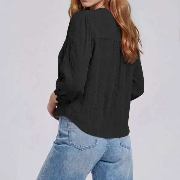 Crochet Trim Henley Top