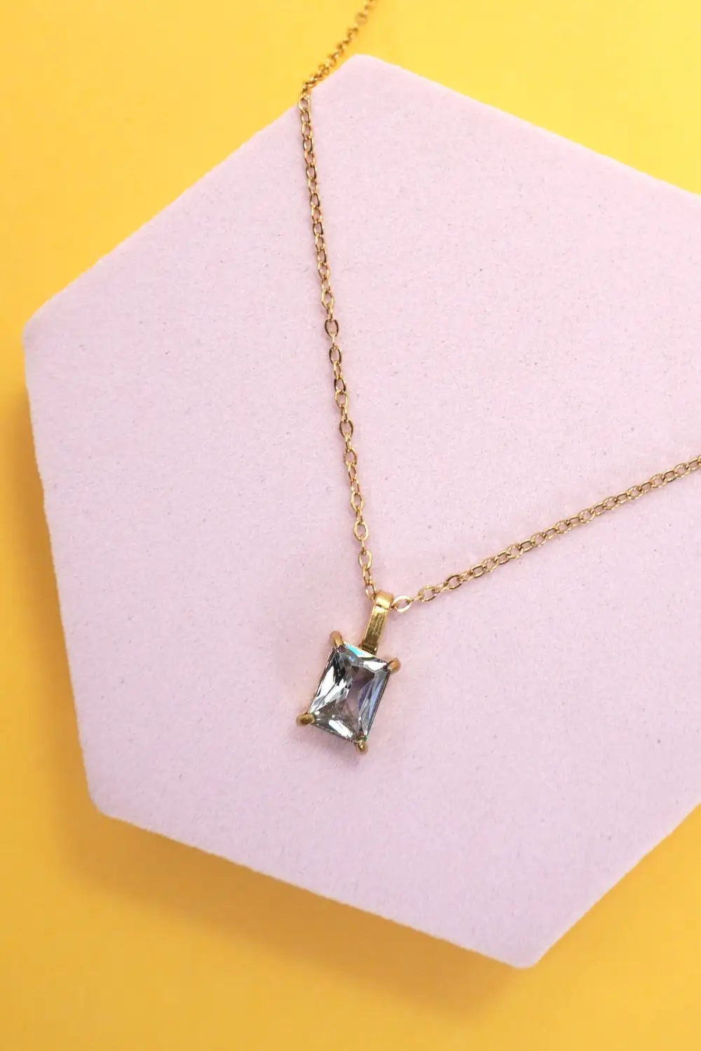 Stainless Steel Glass Pendant Necklace