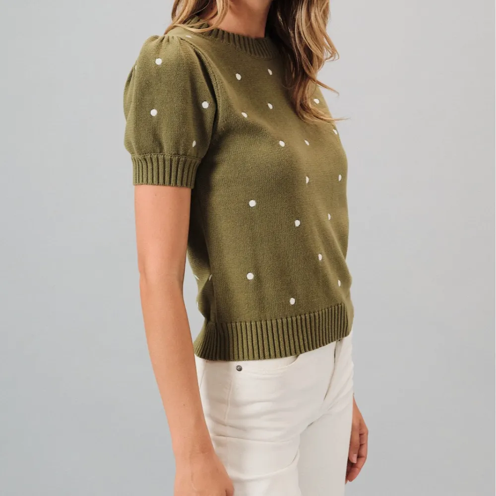 Relaxed Polka Dot Embroidered Top