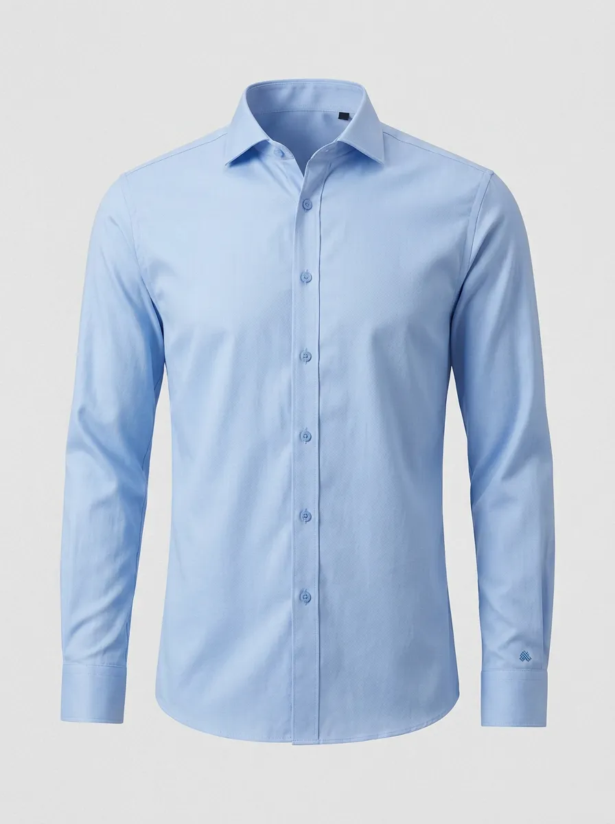 Men's Non-Iron Cotton Solid Light Blue Button-Down Shirt