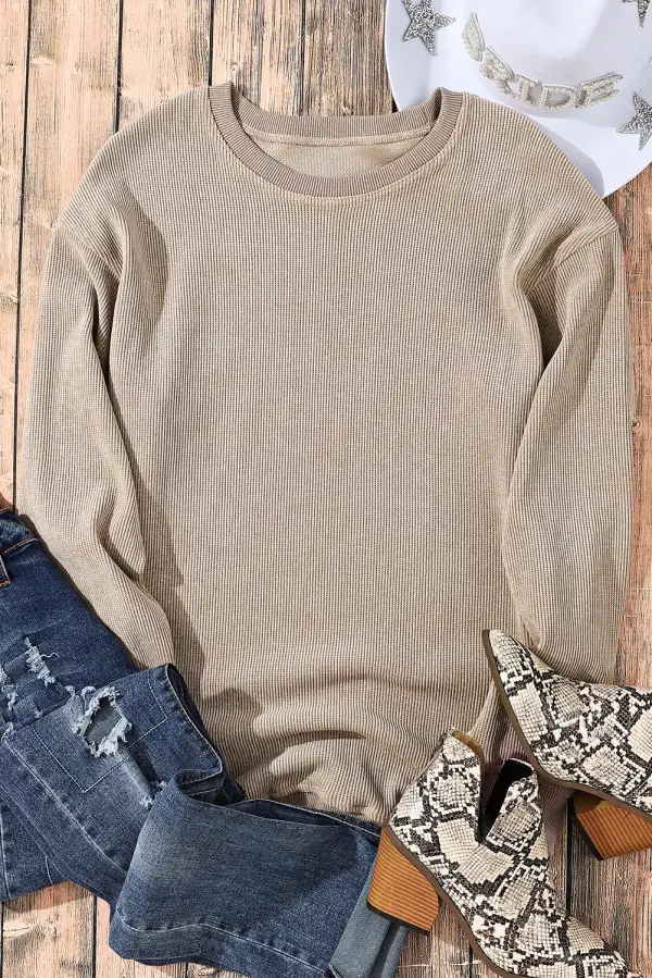 Relaxed Ribbed Crewneck Sweatshirt
