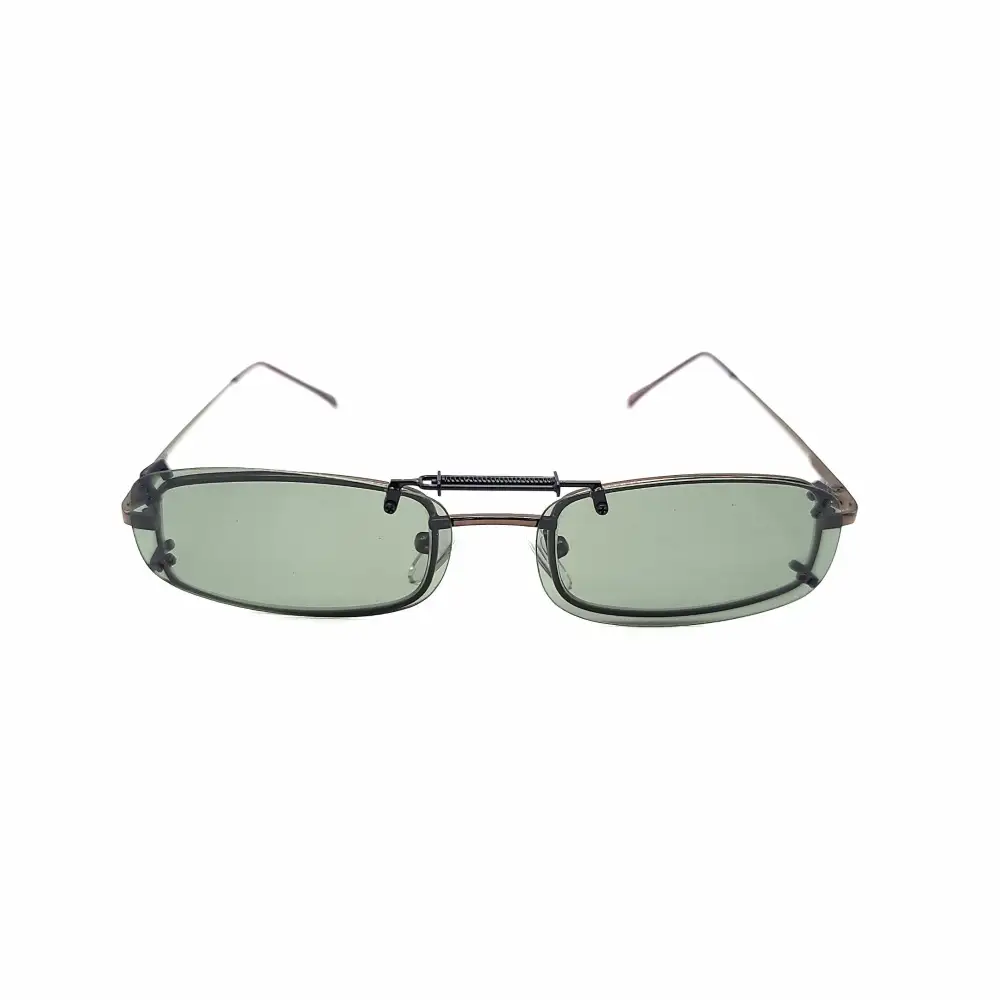 Frameless 54mm Rectangular Polarized Clip-On Sunglasses with Hard Case
