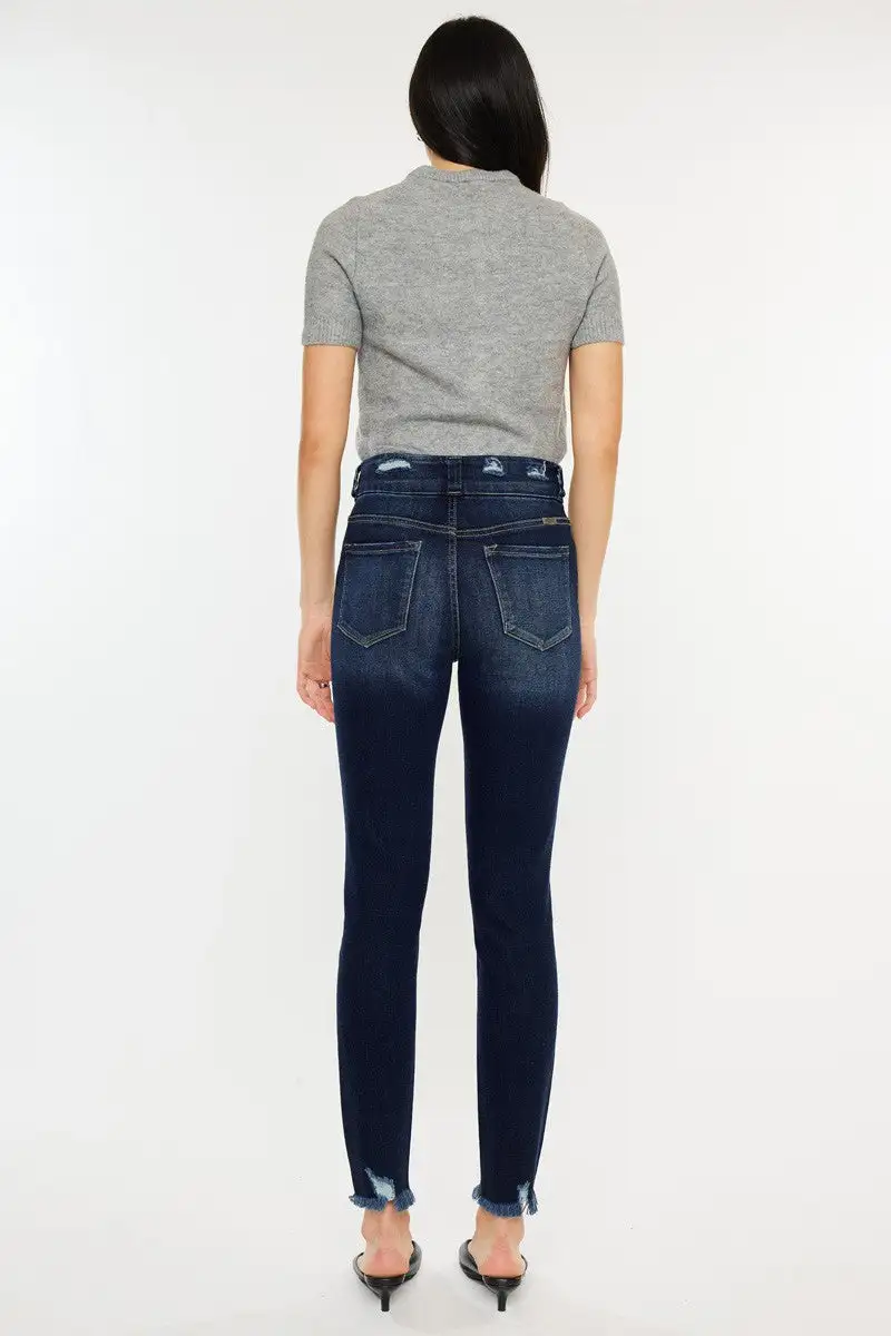 High Waist Raw Hem Jeans