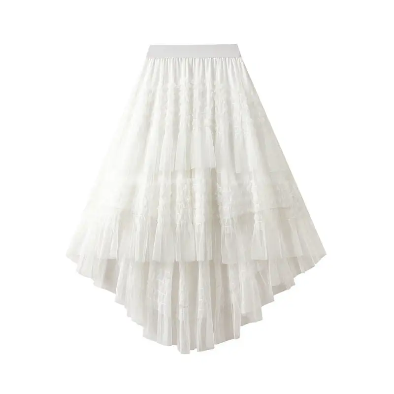 Irregular Flared Mesh Skirt