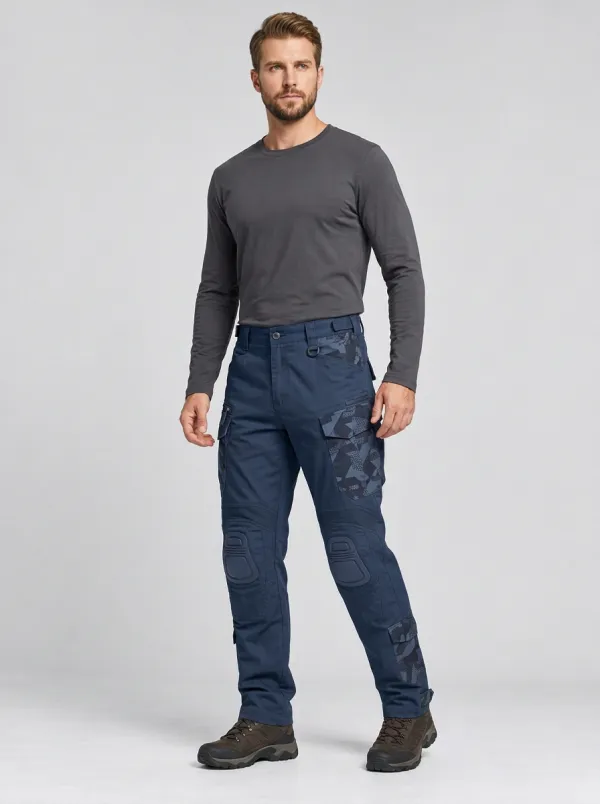 Men's Charcoal Grey Geometric Tactical Cargo Pants